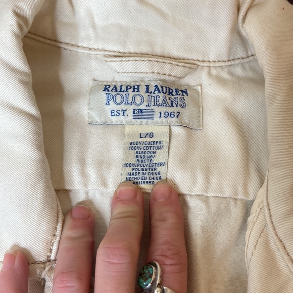 SALE 🚨 VINTAGE Polo Jeans Ralph Lauren Cream Khaki Button Up Blazer Women’s L - Picture 5 of 7